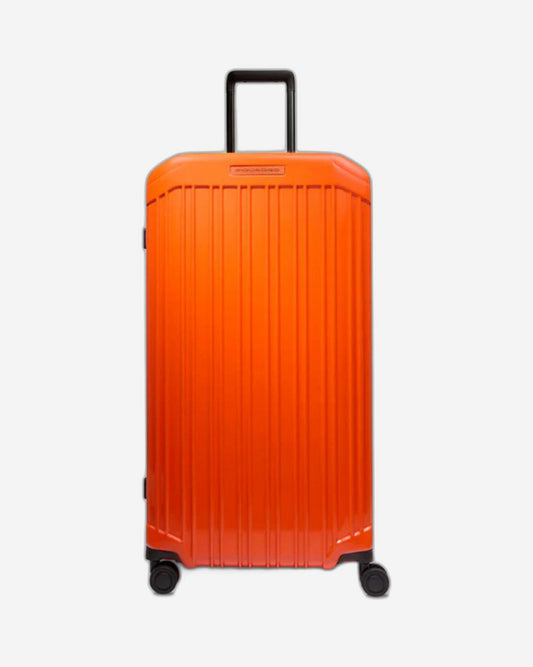 Piquadro Pq-Light Large Size Expandable Trolley With 4 Wheels In Polycarbonate Orange BV6394PQLS2/AR