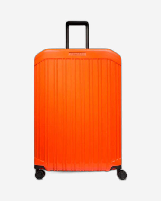 Piquadro Pq-Light Large Size Expandable Trolley With 4 Wheels In Polycarbonate Orange BV6394PQLS2/AR