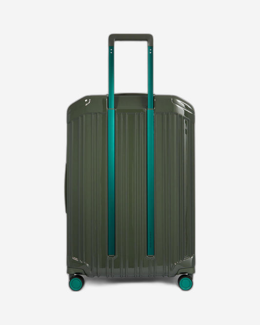 Piquadro Pq-Light Large Size Expandable Trolley With 4 Wheels In Polycarbonate Green