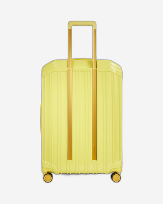 Piquadro Pq-Light Large Size Expandable Trolley With 4 Wheels In Polycarbonate Yellow