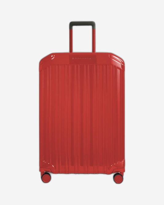 Piquadro Pq-Light Large Size Expandable Trolley With 4 Wheels In Polycarbonate Red