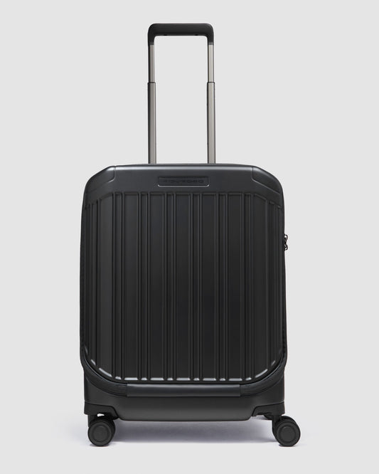 Piquadro Pql Light 4 Wheel Cabin Suitcase With Laptop Pocket Usb Anmatt Black