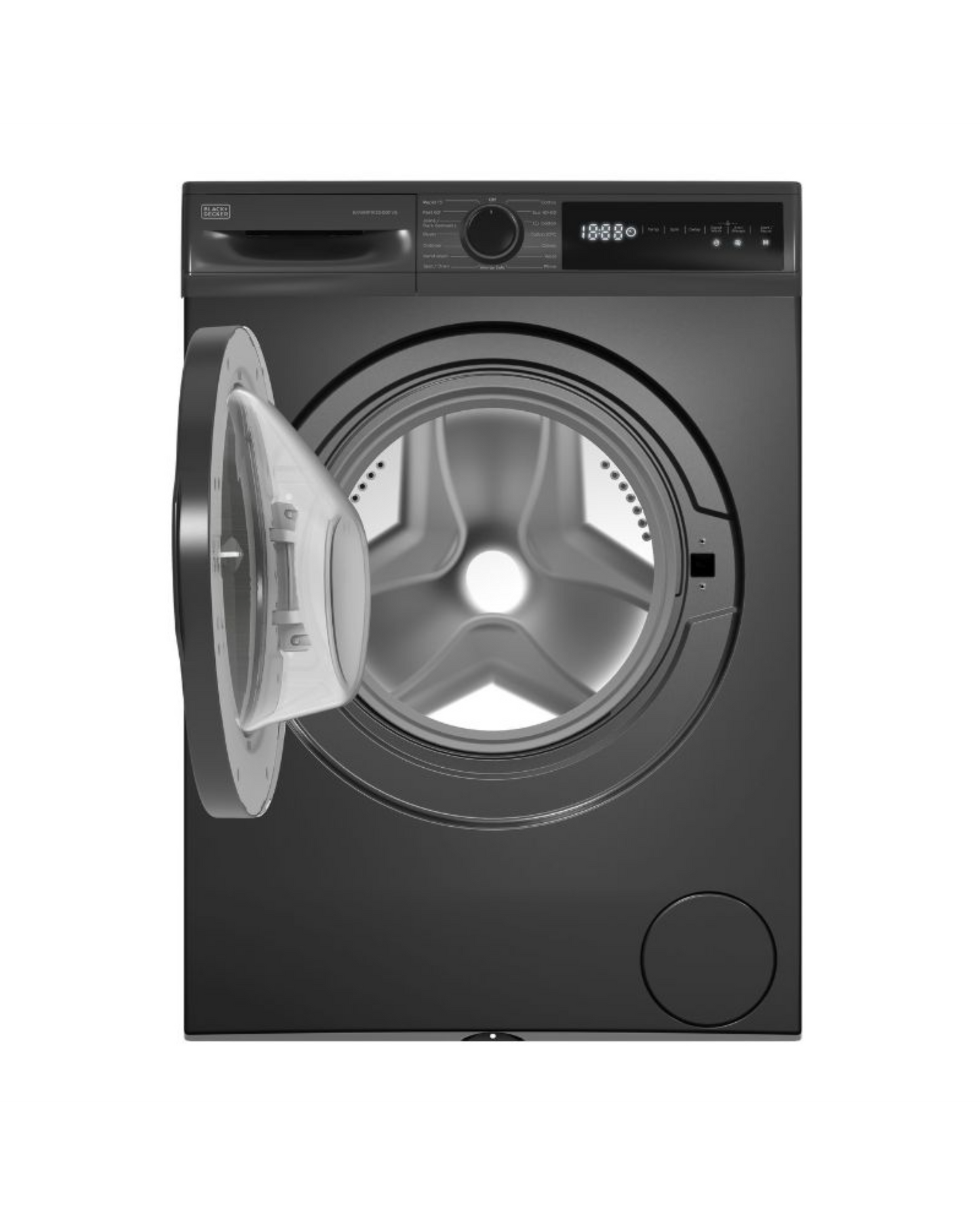 Black+Decker, 9kg Front Load Washing Machine, Inverter Motor, 1200 RPM, 15 Programs