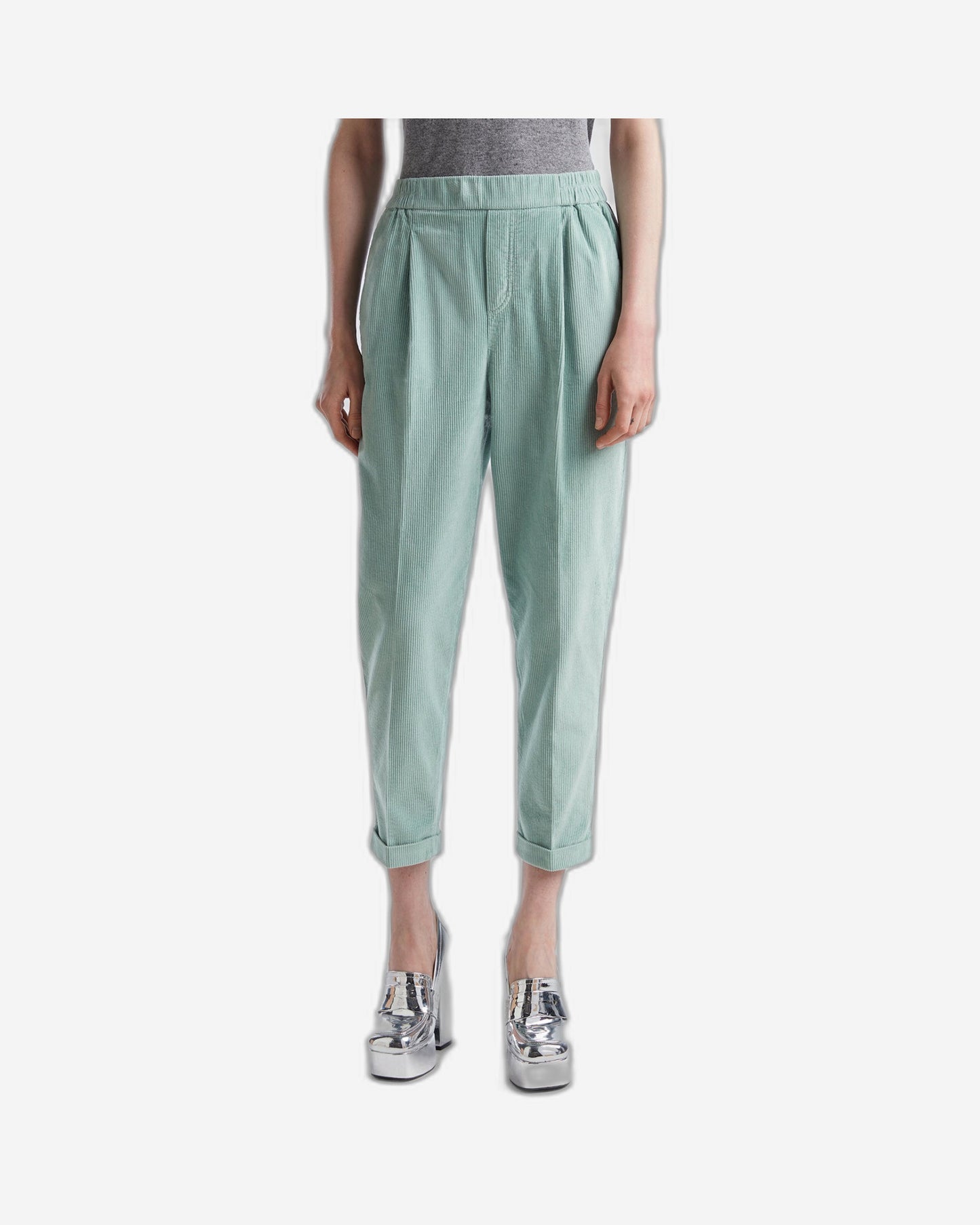 Chinos in velvet with stretch waist