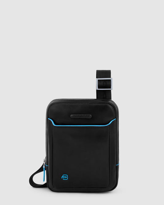 Piquadro Blue Square Organized Crossbody Bag Black