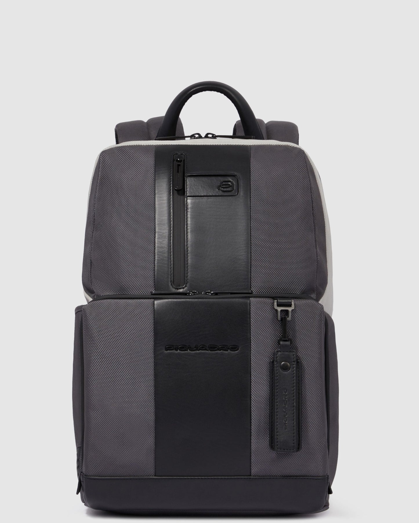 Piquadro Brief 2 Leather And Fabric  Backpack With 14  Laptop Compartment Grey-Black