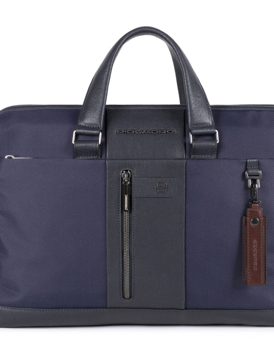 Piquadro Laptop Bag In Recycled Fabric And Leather