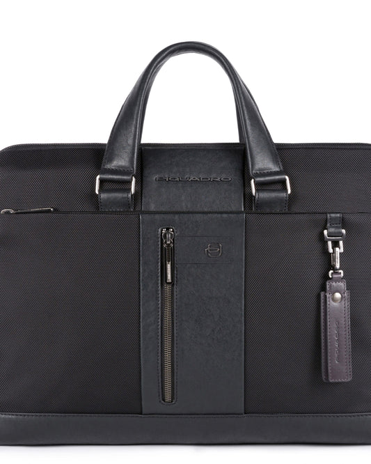 Piquadro Laptop Bag In Recycled Fabric And Leather With