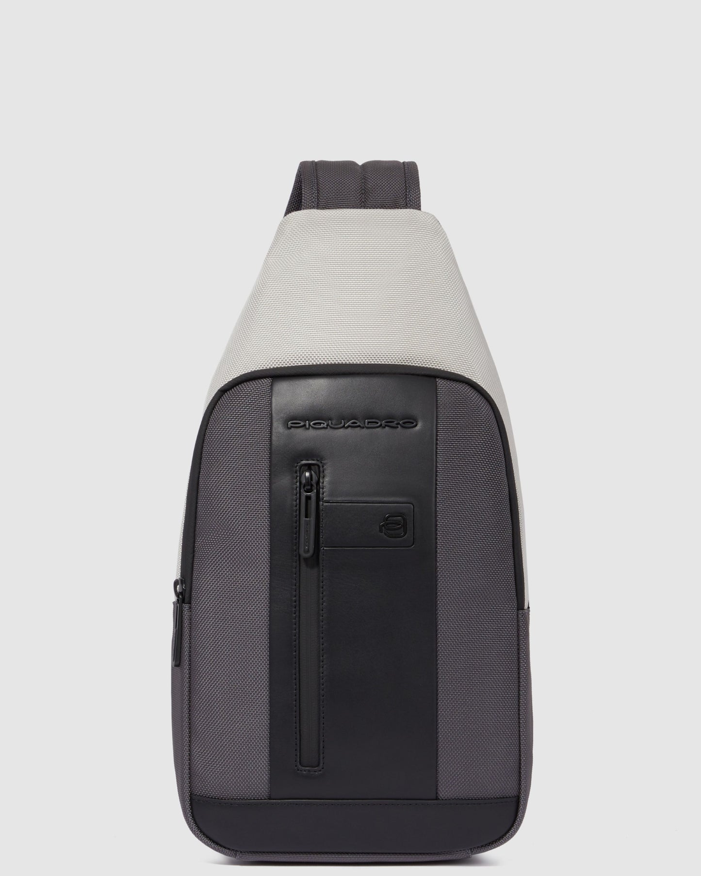 Piquadro Brief 2 Monosling Bag In Fabric And Leather  Grey-Black