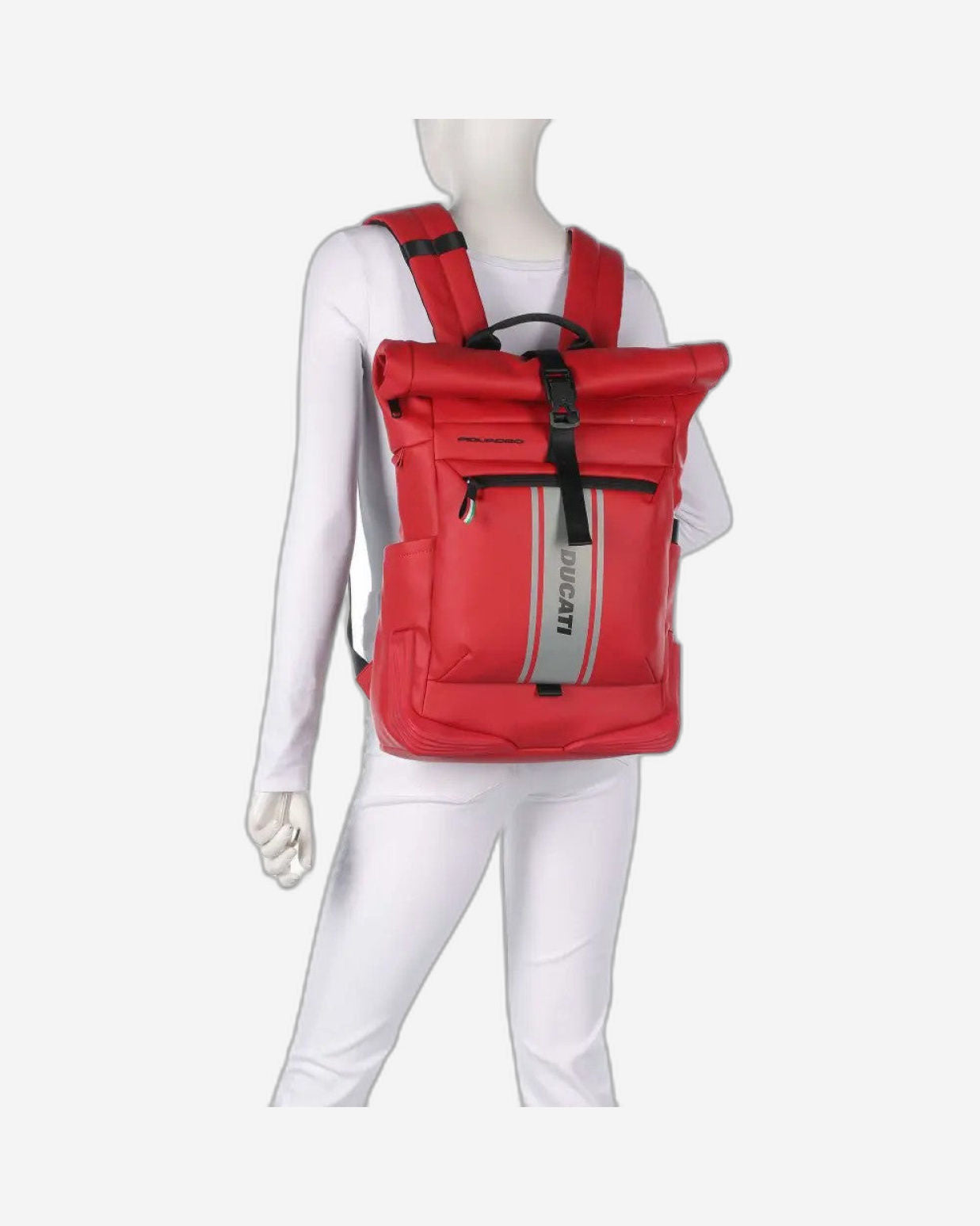 Piquadro Roll-Top Laptop & iPad Backpack Ducati Red