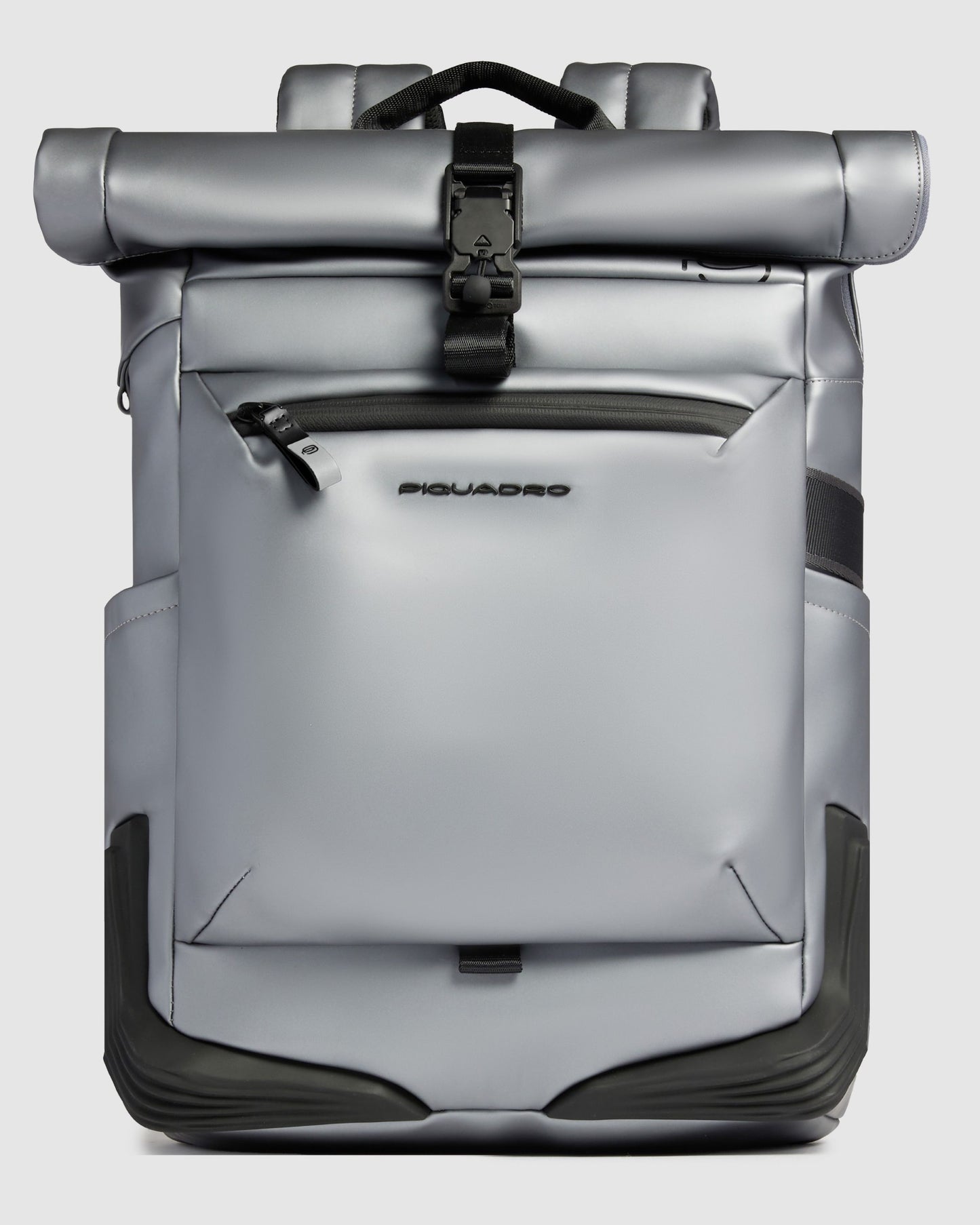 Piquadro Corner Special Roll Top Backpack In Rubberized Fabric With Thermo Backmatt Grey