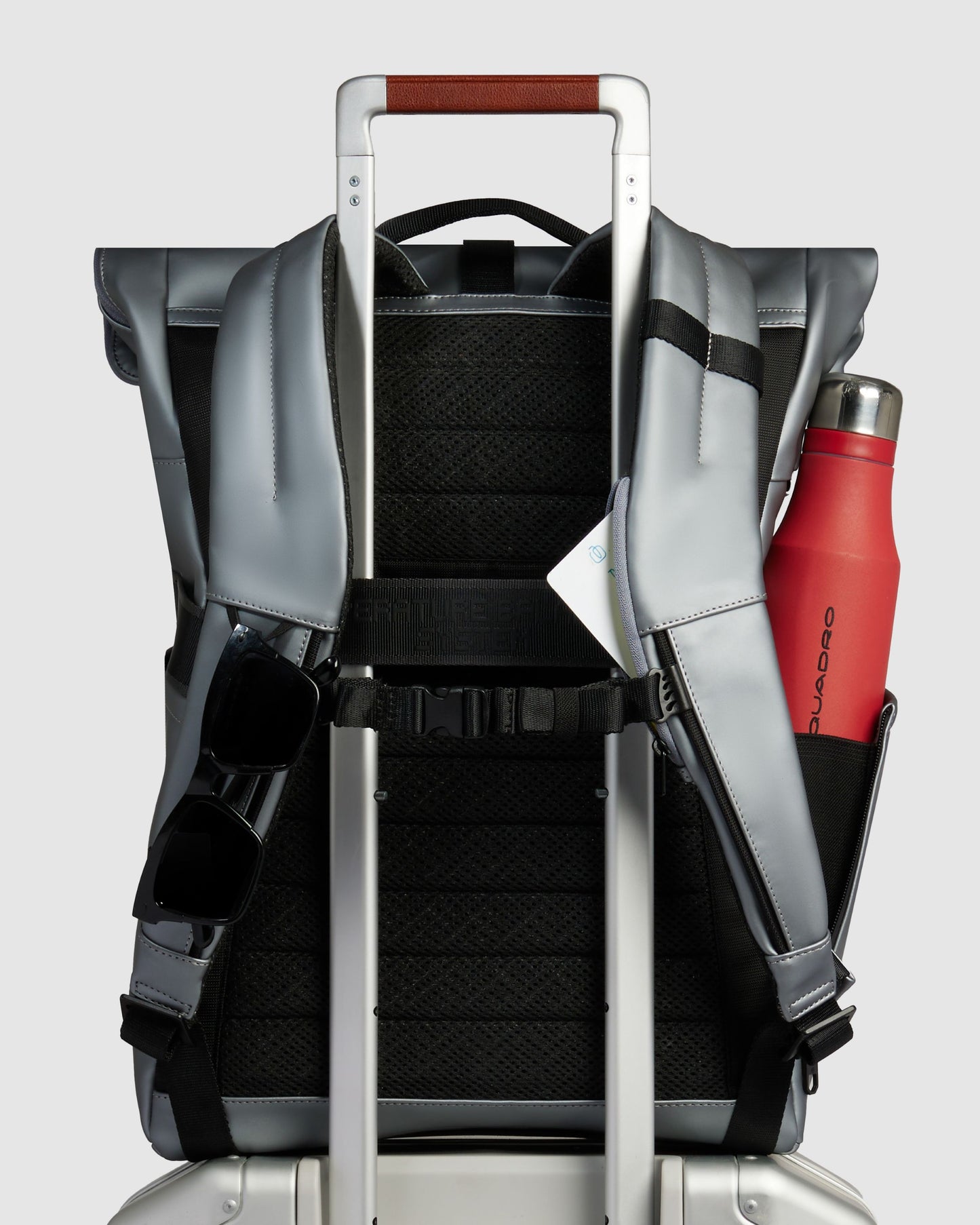 Piquadro Roll Top Rubberized Backpack Grey
