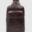 Piquadro Blue Square RFID Protection Convertible Sling Bag Leather Mahogany