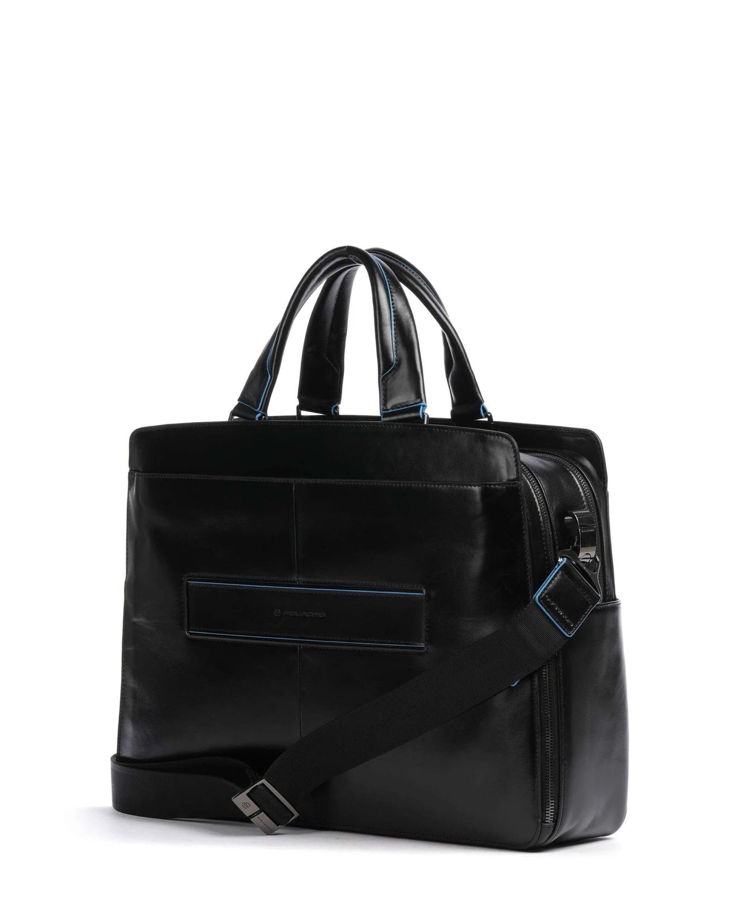 BLUE SQUARE PERSONALIZABLE LAPTOP BAG WITH SHOCK ABSORBING AND RFID PROTECTION AND POCKET FOR UMBRELLA BLACK
