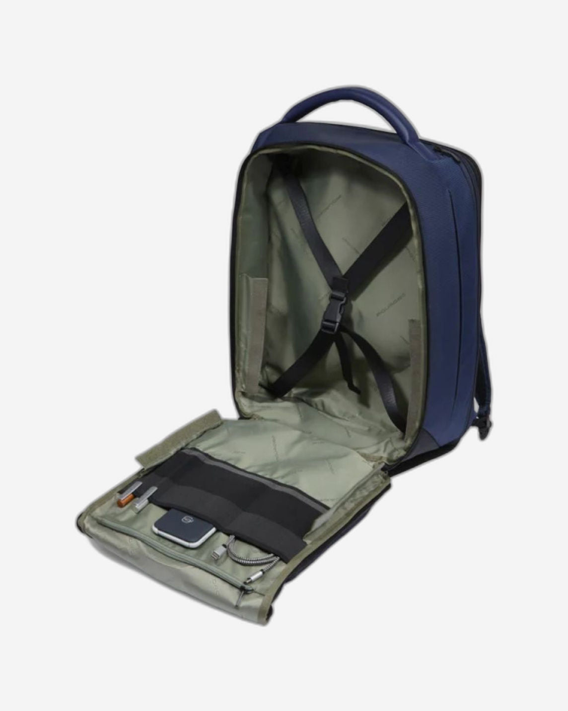 Piquadro S137 Leather & Fabric Backpack Blue