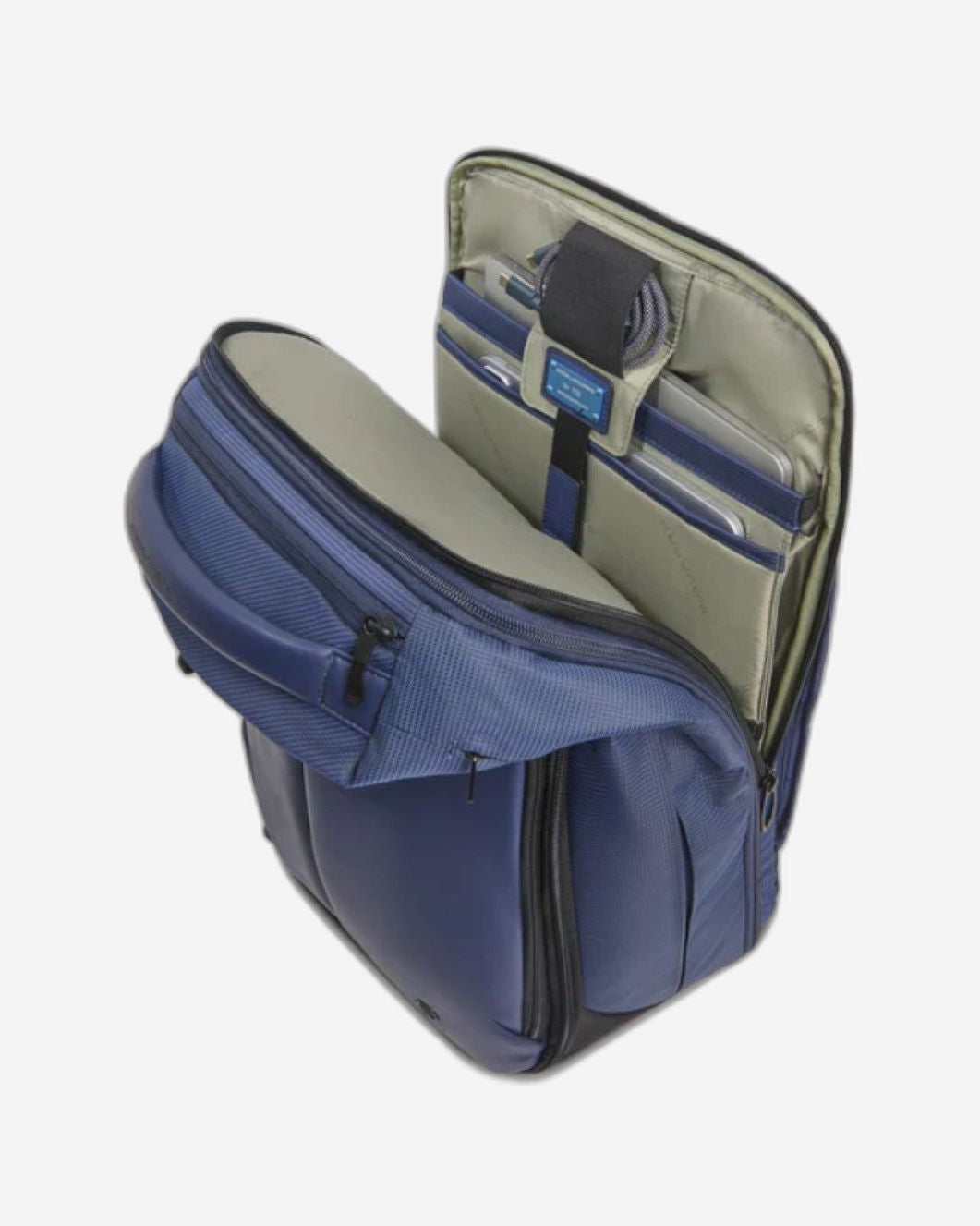 Piquadro S137 Leather & Fabric Backpack Blue