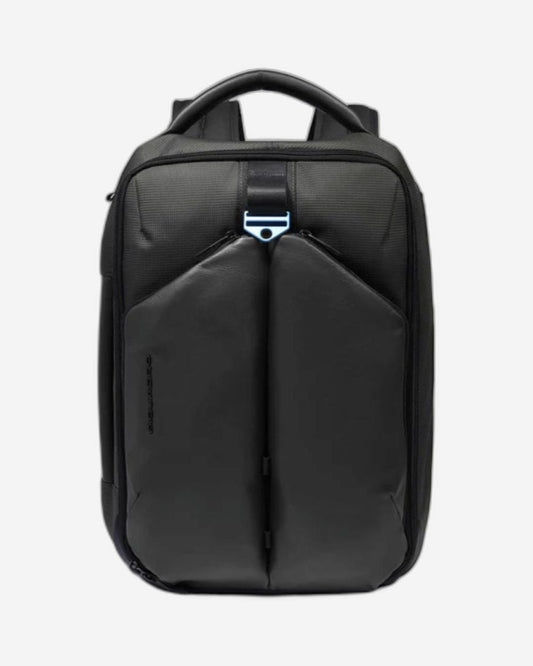 Piquadro S137 Leather & Fabric Backpack Black