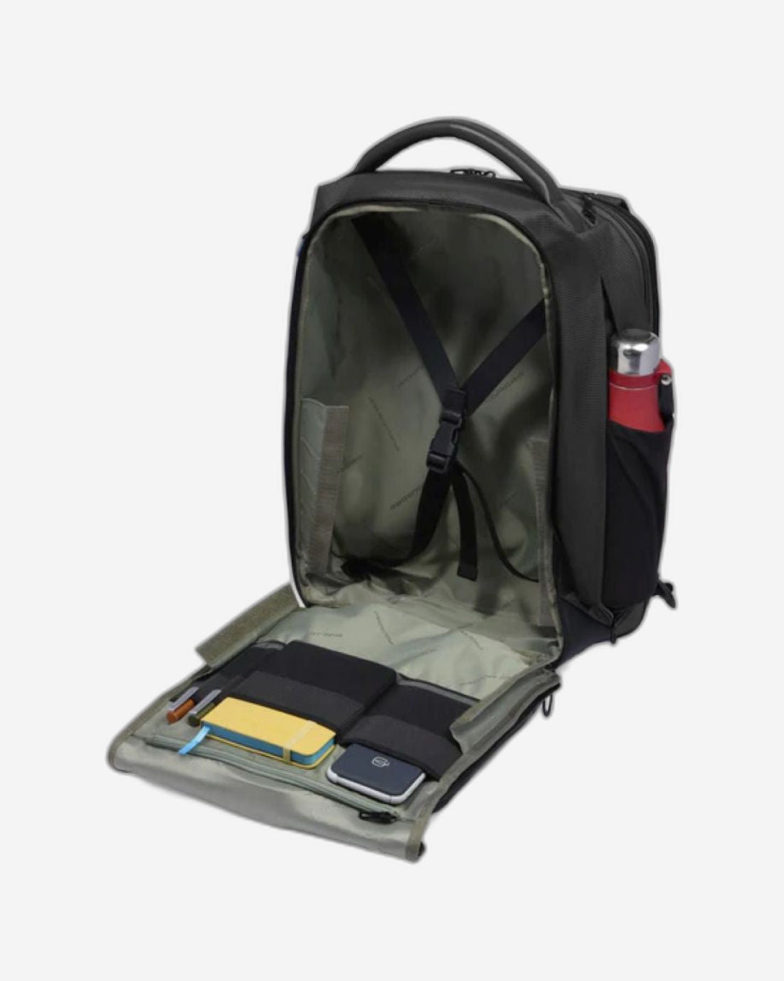 Piquadro S137 Leather & Fabric Backpack Black