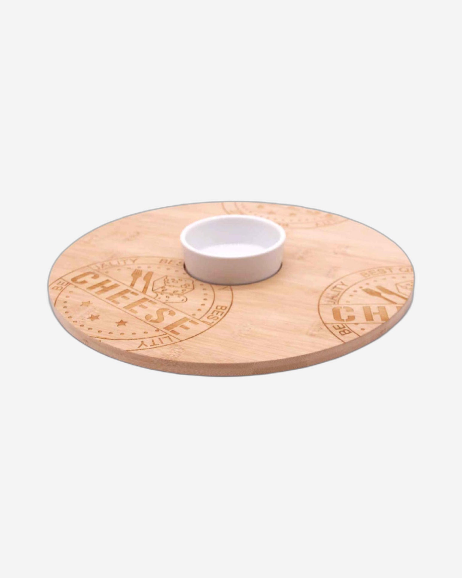 Cuisine ARTCheese Board And Bowl Set, Bamboo Round Charcuterie Board Swivel Meat Platter Personalized Tray With A Bowl