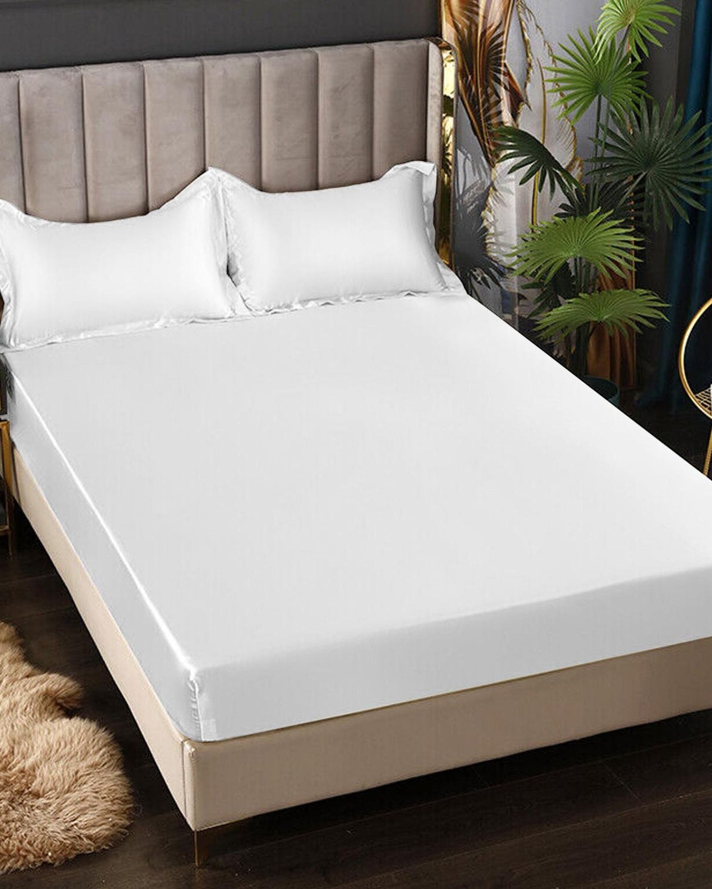 Cotton Home Fitted Sheet Set 2Pc Satin