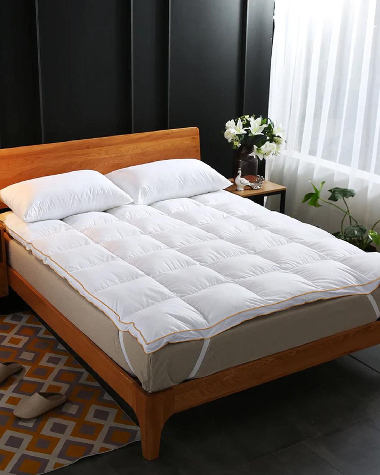 Cotton Home Luxury Downproof Mattress Topper White