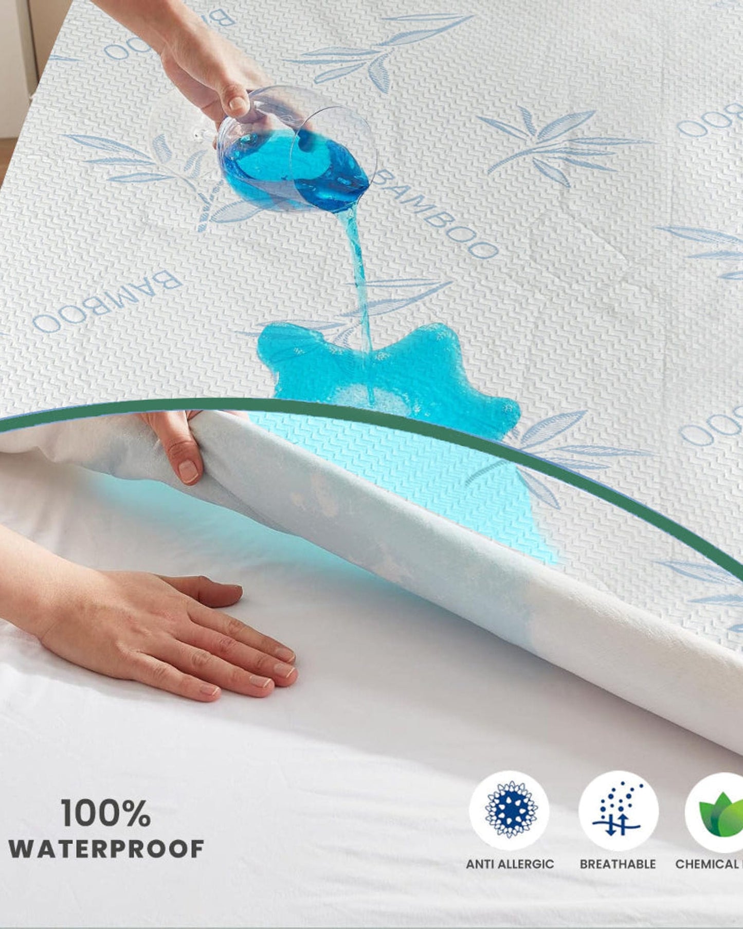 Cotton Home Mattress Protector Bamboo Blue