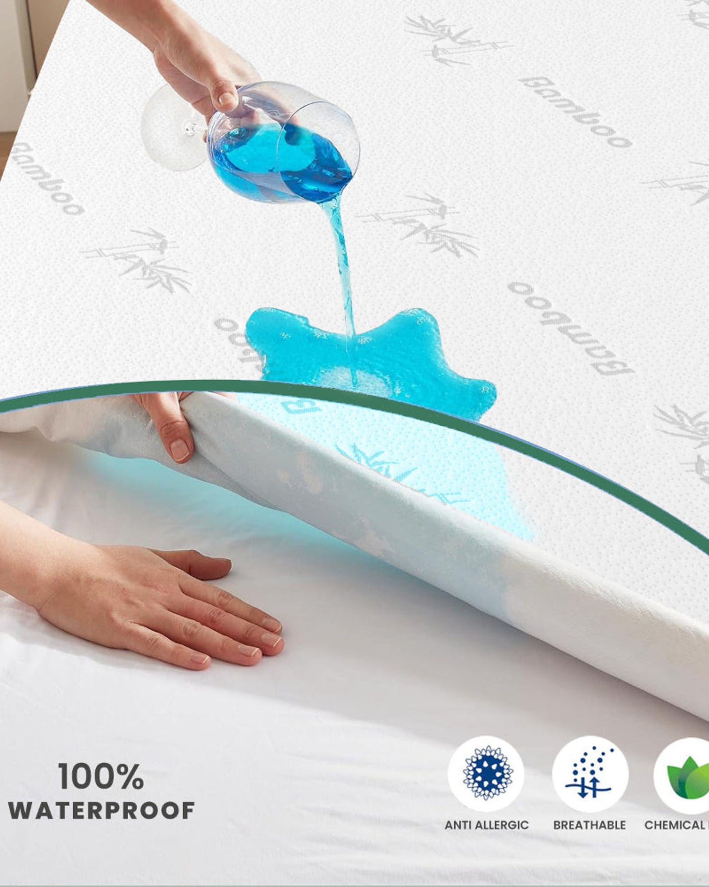 Cotton Home Mattress Protector Bamboo Grey