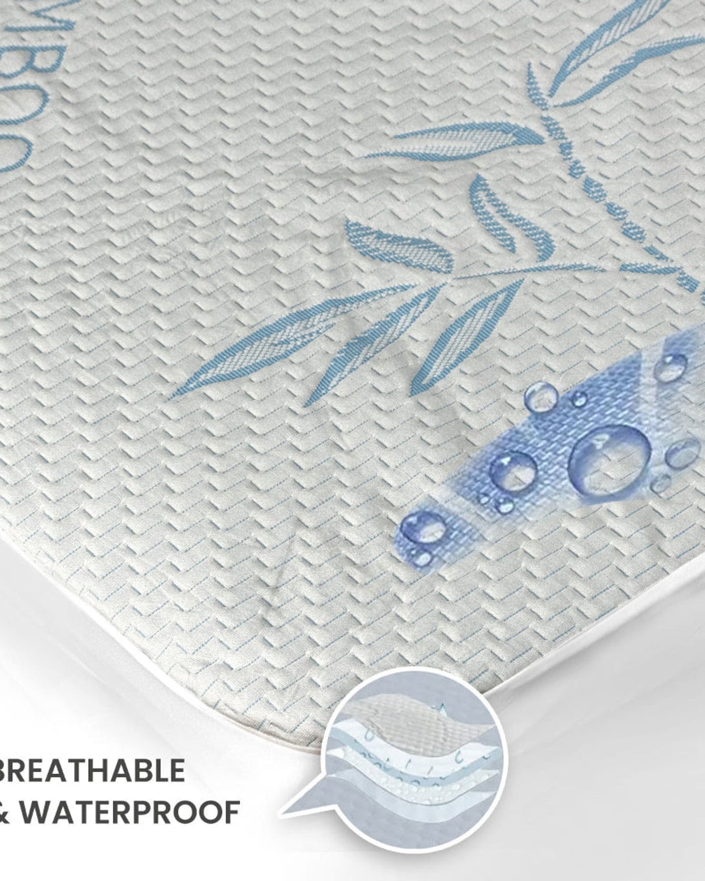 Cotton Home Mattress Protector Bamboo Blue
