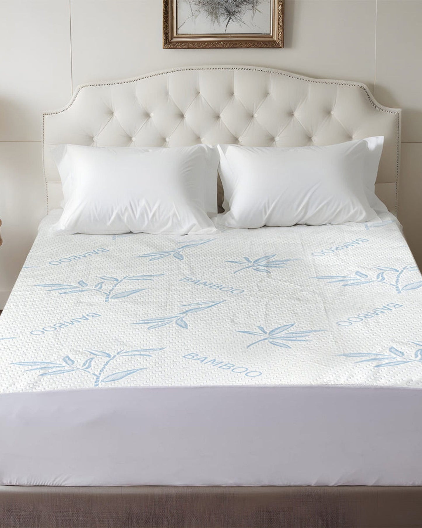 Cotton Home Mattress Protector Bamboo Blue
