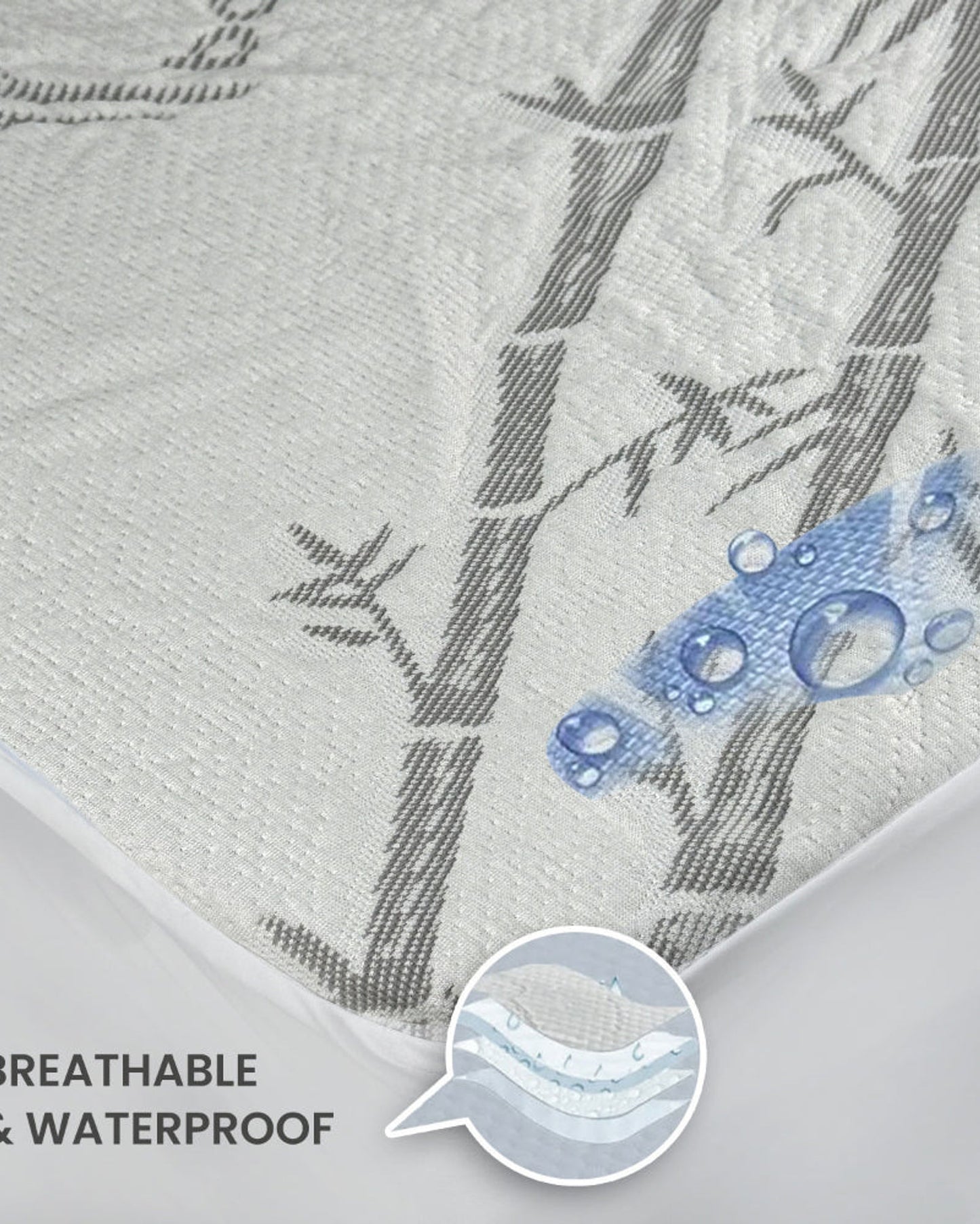 Cotton Home Mattress Protector Bamboo Grey