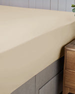 Cotton Home Premium Cotton Beige Fitted Sheet Set - 1 Fitted Sheet with 1 Pillowcase