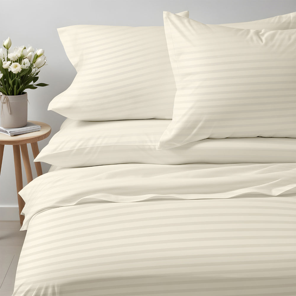 Cotton Home Premium Cotton Stripe 6 Pieces Duvet Cover Set 220x240cm