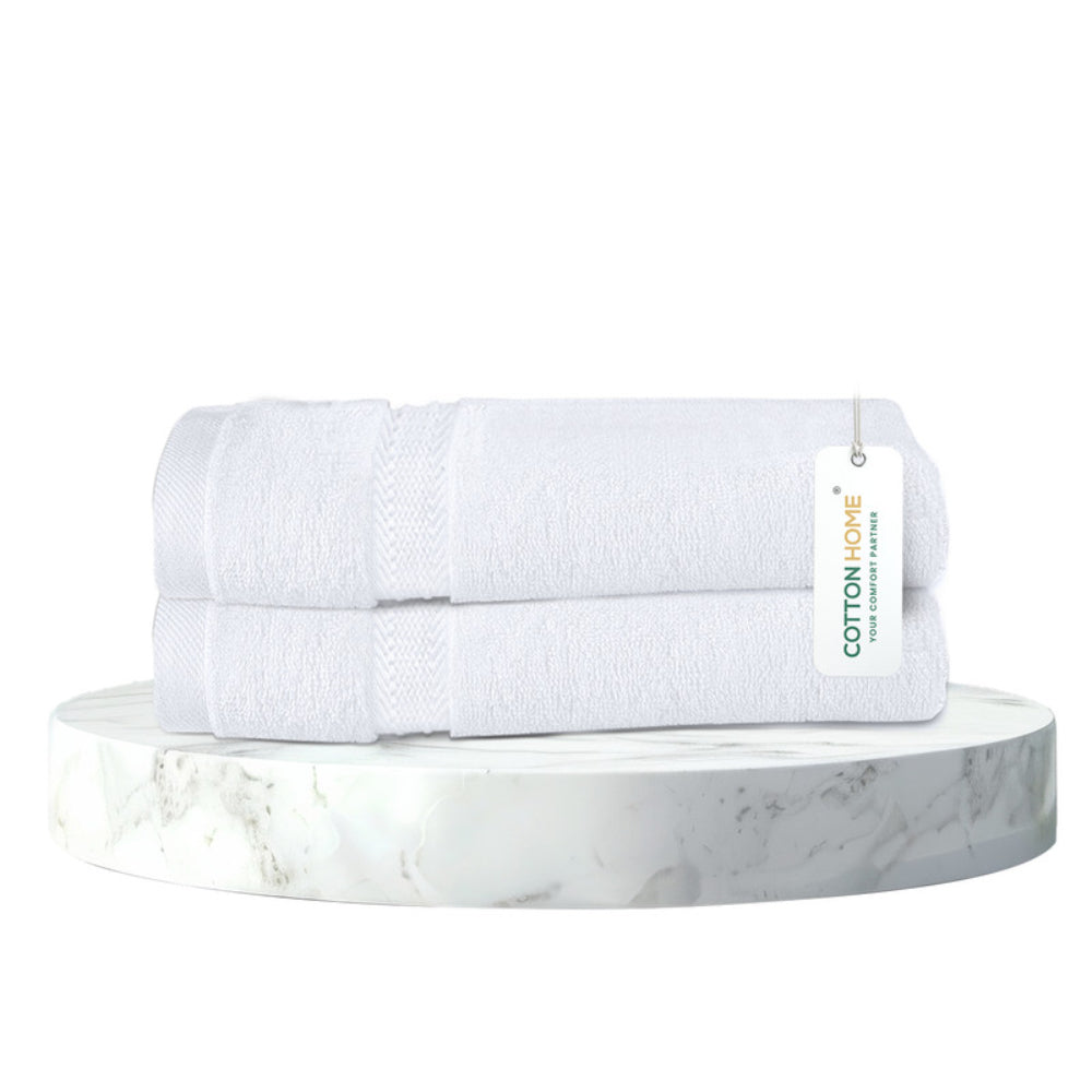 Cotton Home  Premium Cotton Towel 40x70cm 2-Piece Hand Towel, 600 GSM Quick Dry and Durable , White