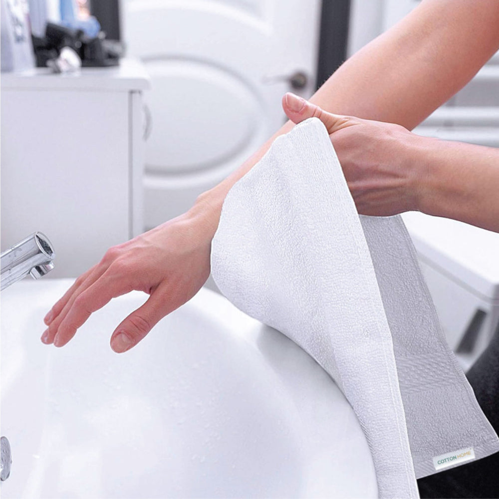 Cotton Home  Premium Cotton Towel 40x70cm 2-Piece Hand Towel, 600 GSM Quick Dry and Durable , White