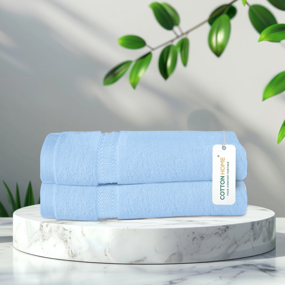 Cotton Home  Premium Cotton Towel 40x70cm 2-Piece Hand Towel, 600 GSM Quick Dry and Durable , White