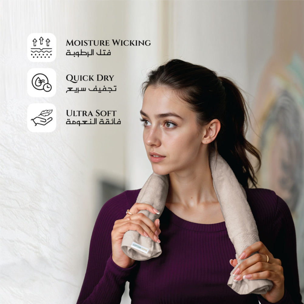 Cotton Home  Premium Cotton Towel 40x70cm 2-Piece Hand Towel, 600 GSM Quick Dry and Durable , White