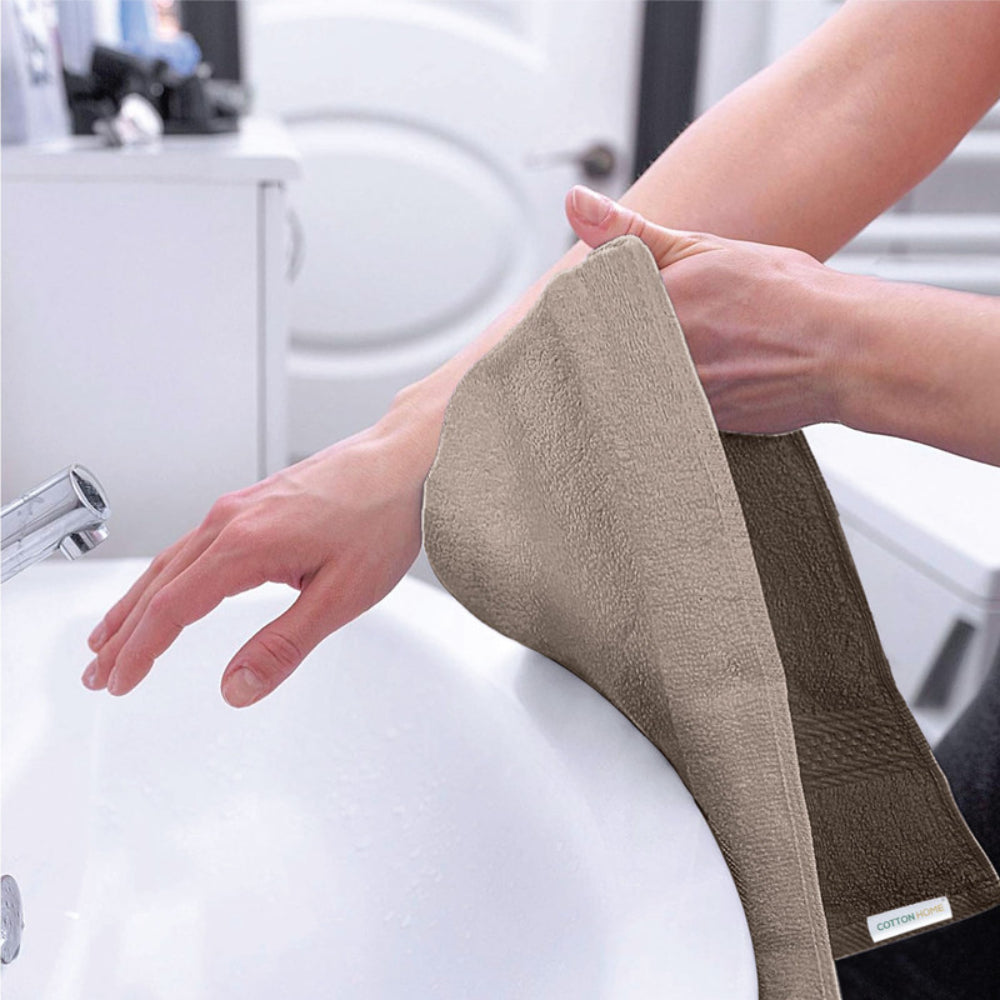 Cotton Home  Premium Cotton Towel 40x70cm 2-Piece Hand Towel, 600 GSM Quick Dry and Durable , White