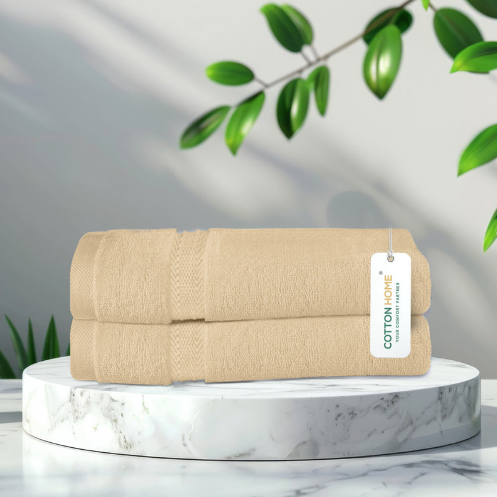 Cotton Home  Premium Cotton Towel 40x70cm 2-Piece Hand Towel, 600 GSM Quick Dry and Durable , White
