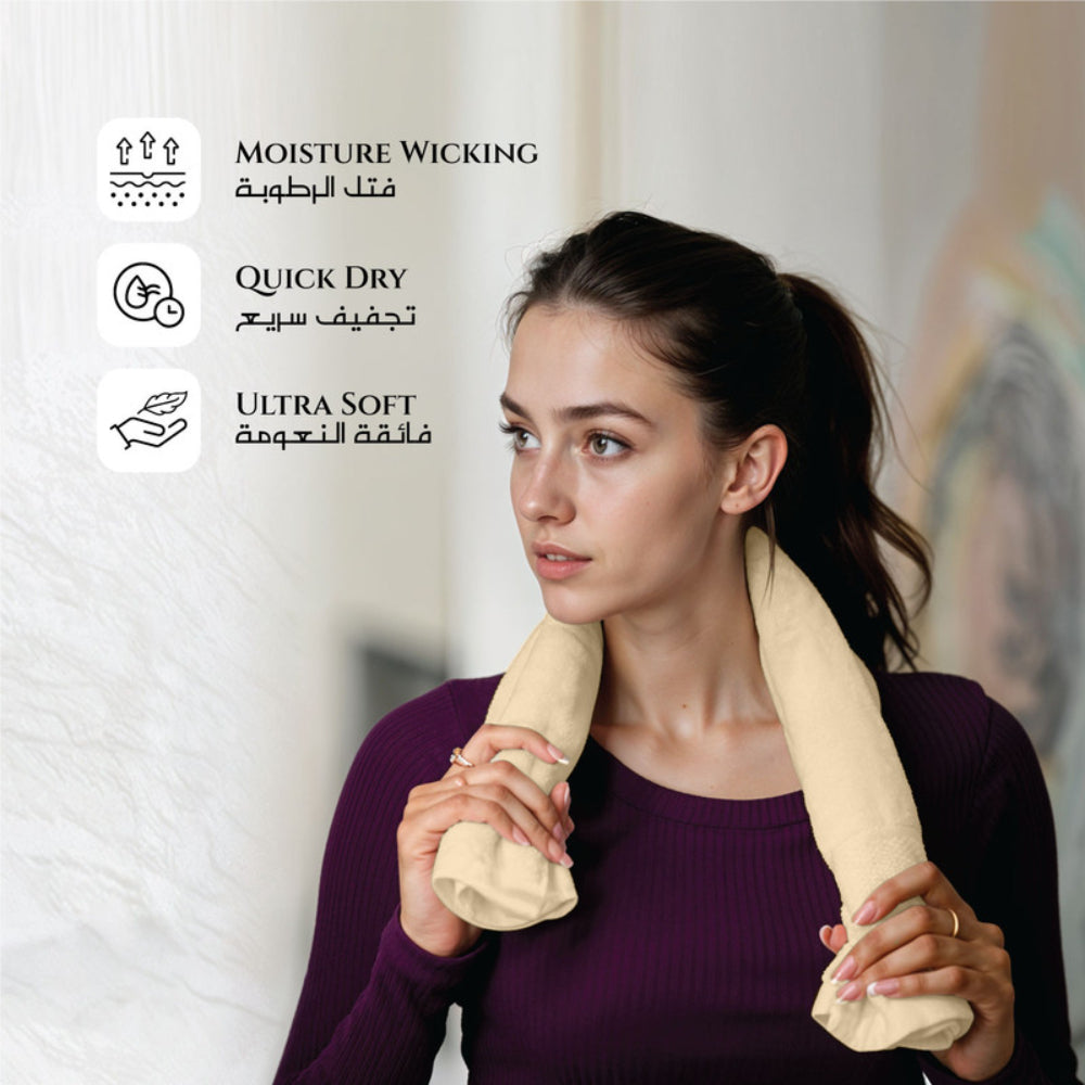 Cotton Home  Premium Cotton Towel 40x70cm 2-Piece Hand Towel, 600 GSM Quick Dry and Durable , White