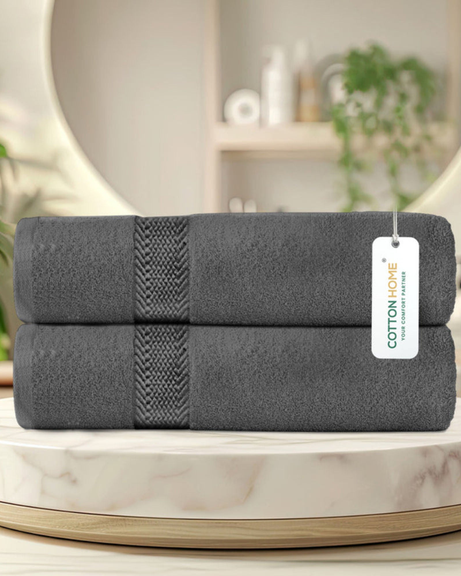 Cotton Home  Premium Cotton Towel 70x140cm 2-Piece Bath Towel, 600 GSM Quick Dry and Durable