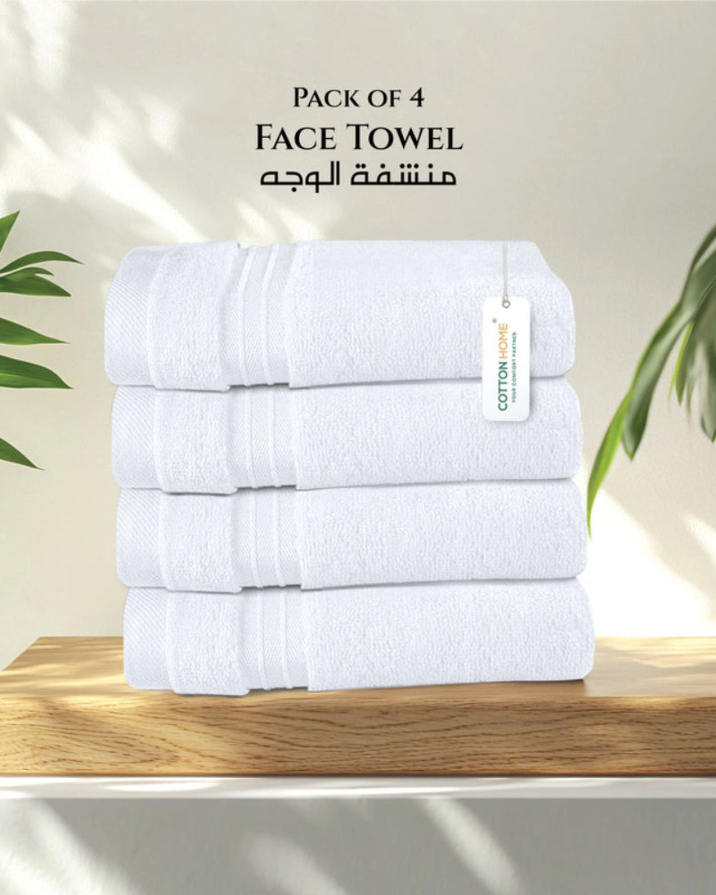 Cotton Home  Premium Cotton Towel 30x30cm 4-Piece Face Towel,  600 GSM Quick Dry and Durable