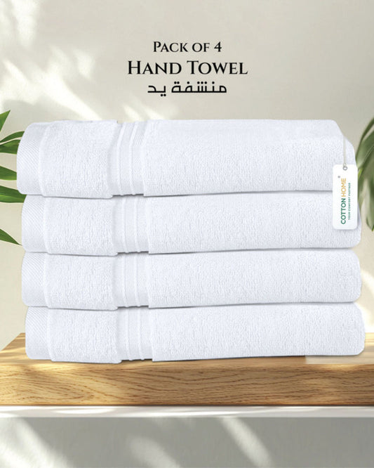 Cotton Home  Premium Cotton Towel 40x70cm 4-Piece Hand Towel,  600 GSM Quick Dry and Durable