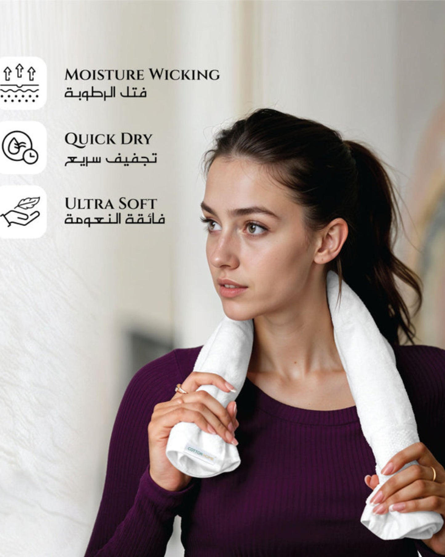 Cotton Home  Premium Cotton Towel 40x70cm 4-Piece Hand Towel,  600 GSM Quick Dry and Durable