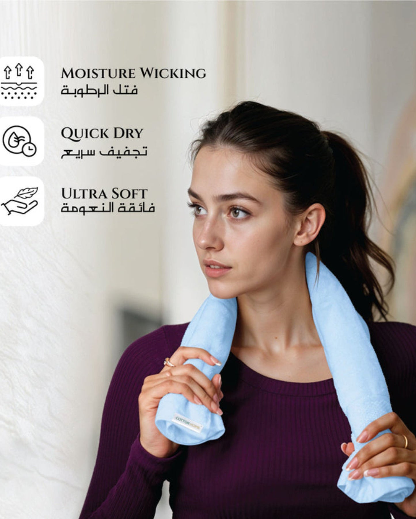 Cotton Home  Premium Cotton Towel 40x70cm 4-Piece Hand Towel,  600 GSM Quick Dry and Durable