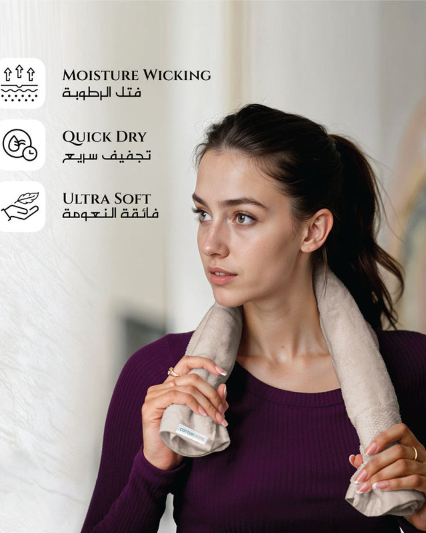 Cotton Home  Premium Cotton Towel 40x70cm 4-Piece Hand Towel,  600 GSM Quick Dry and Durable