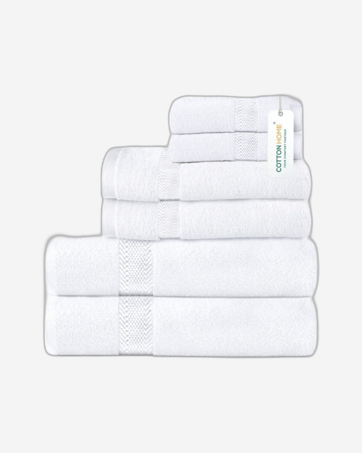 Cotton Home  Premium Cotton Towel 6-Piece Set Includes 2pc Face Towel 30x30cm,2pc Hand Towel 40x70cm, 2pc Bath Towel 70x140cm  , 600 GSM Quick Dry and Durable