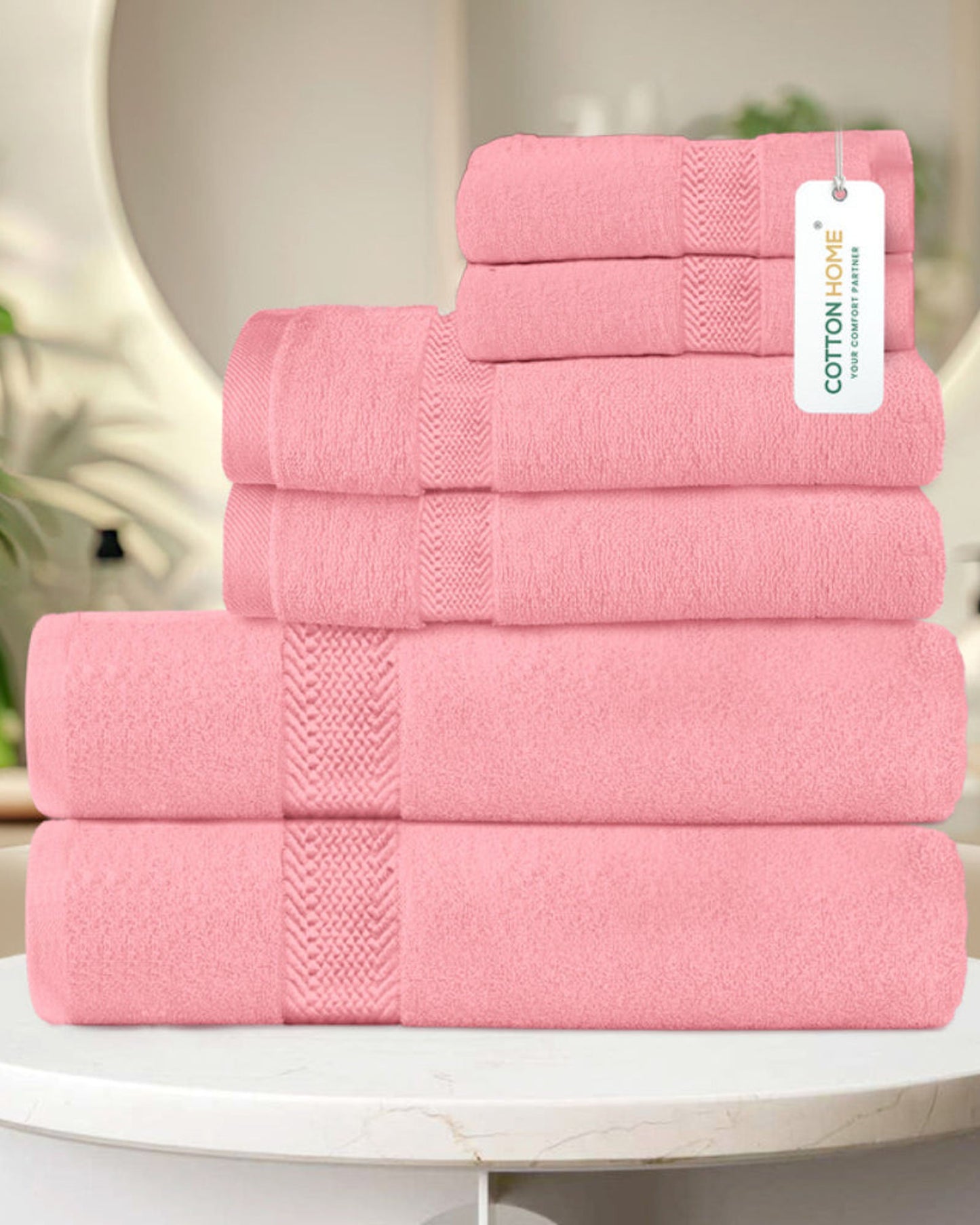 Cotton Home  Premium Cotton Towel 6-Piece Set Includes 2pc Face Towel 30x30cm,2pc Hand Towel 40x70cm, 2pc Bath Towel 70x140cm  , 600 GSM Quick Dry and Durable