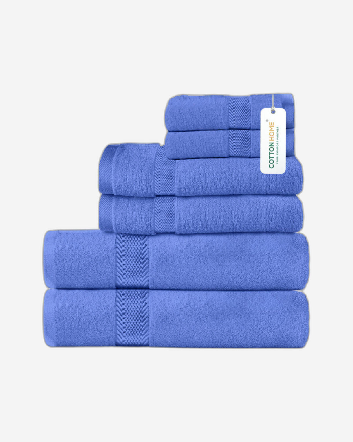 Cotton Home  Premium Cotton Towel 6-Piece Set Includes 2pc Face Towel 30x30cm,2pc Hand Towel 40x70cm, 2pc Bath Towel 70x140cm  , 600 GSM Quick Dry and Durable