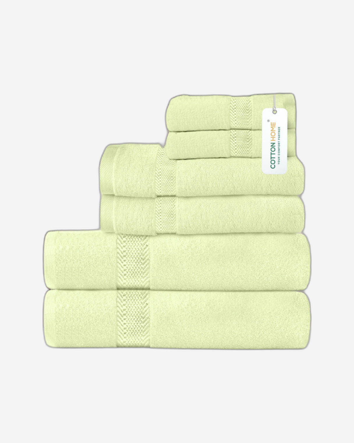 Cotton Home  Premium Cotton Towel 6-Piece Set Includes 2pc Face Towel 30x30cm,2pc Hand Towel 40x70cm, 2pc Bath Towel 70x140cm  , 600 GSM Quick Dry and Durable