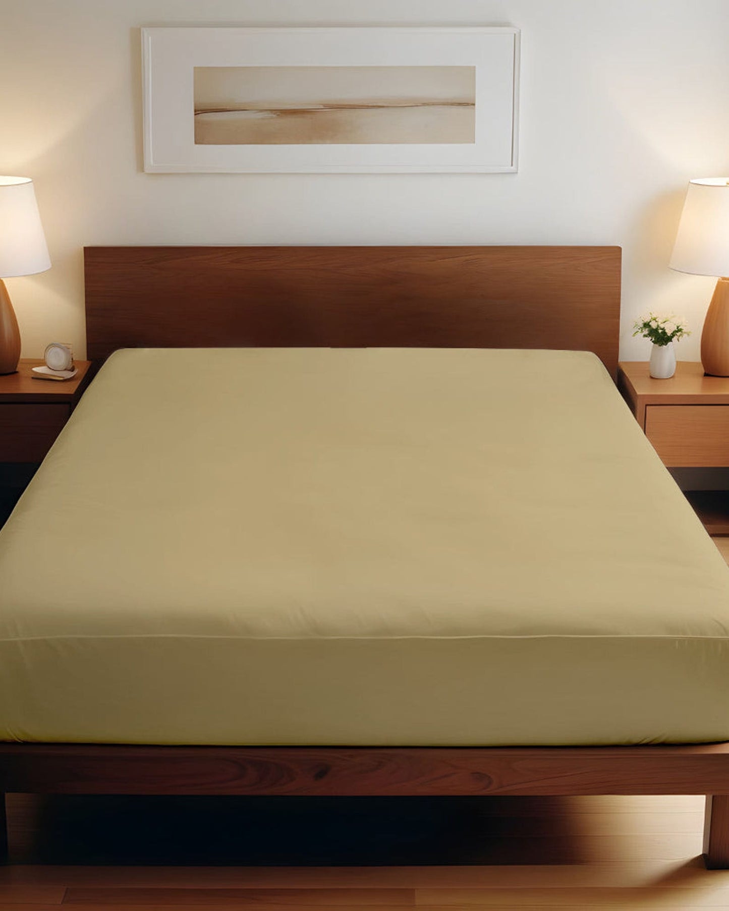 Cotton Home Fitted Sheet 1Pc Super Soft Mustard